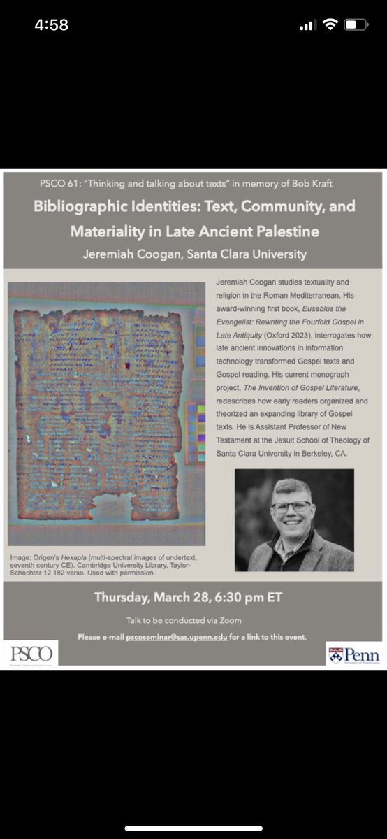 Please join us tomorrow for what promises to be a brilliant presentation by Jeremiah Coogan!
