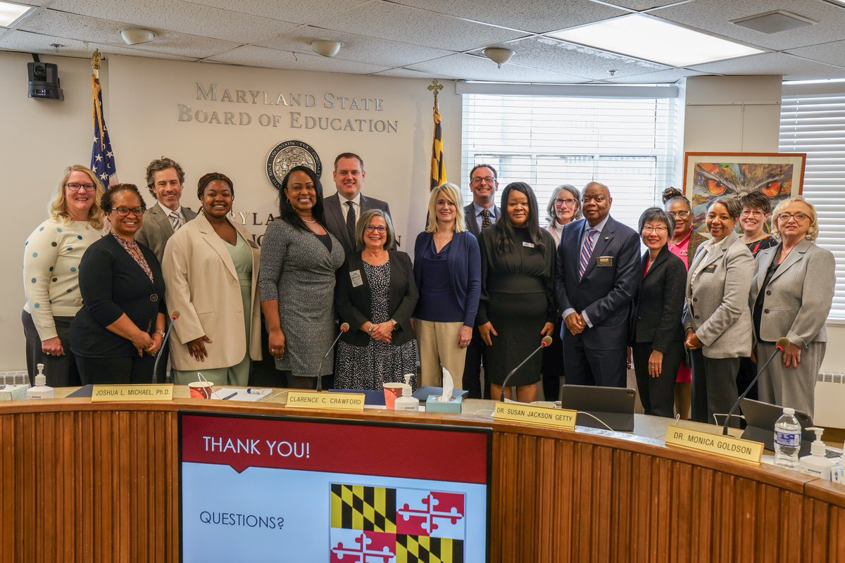 MdPublicSchools's tweet photo. Thank you to @mdmassp and @Maespmd for sharing your insights and initiatives with us at yesterday's State Board meeting. Principals, and other school leaders, are truly an asset in our work to transform education in Maryland.
#MDSBOE #MDTransforms https://t.co/jusX8sNvEa