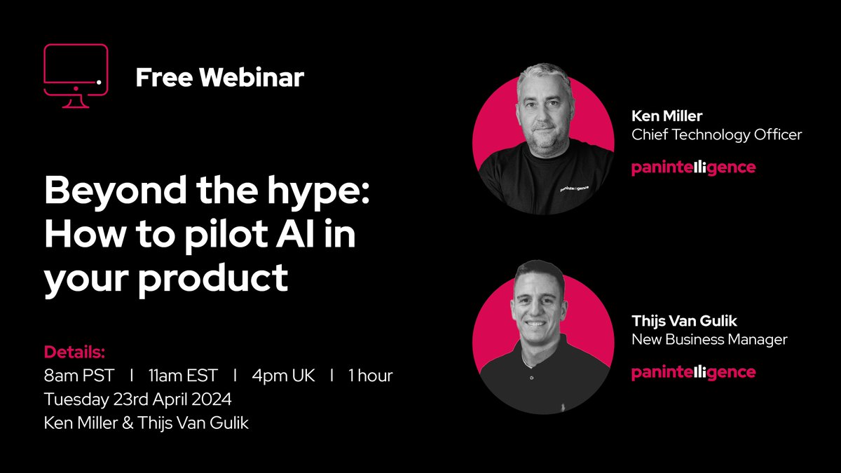 Join us as we explore how to successfully weave AI into your product without getting lost in the hype. We'll guide you through the pilot process and what needs to be considered to make your AI project a success 🚀 Don’t miss this webinar 👇 lp.panintelligence.com/pilot-ai-webin…