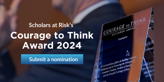 Is there someone you know who has gone above and beyond in protecting scholars? An institution that has demonstrated their commitment to academic freedom? Nominate them for SAR’s 2024 Courage to Think Award! Nominations will be reviewed on a rolling basis. scholarsatrisk.org/courage-to-thi…