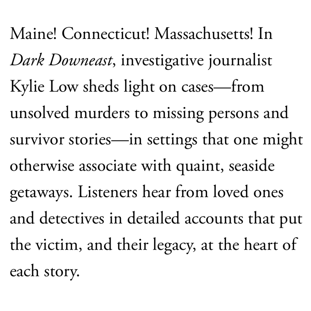 darkdowneastpod's tweet photo. Maine! Connecticut! Massachusetts! Vogue! Oh my!
Thanks @voguemagazine for including Dark Downeast in your list of 30 Best True-Crime Podcasts to Listen to Now! 🌲🎧 https://t.co/AgVKm0fl35