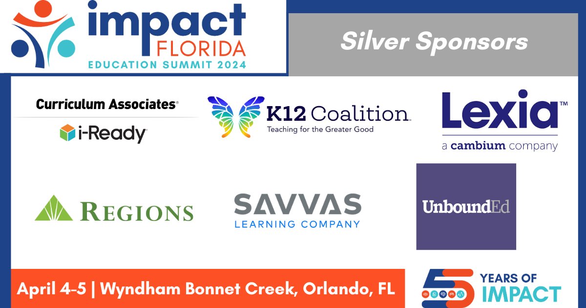 Another special shout-out to our 2024 Education Summit Silver Sponsors @CurriculumAssoc, @LexiaLearning, @SavvasLearning, K12 Coalition, @RegionsBank and @unboundedu. Thank you for your support!