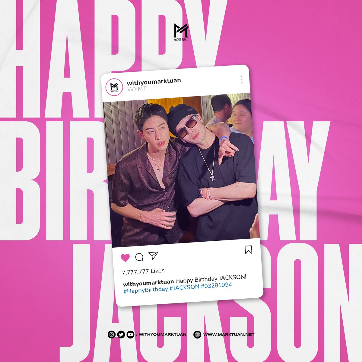 withyoumarktuan's tweet photo. JACKSON! We wish your 30th birthday is as beautiful and special as you are. May this day (and everyday) bring you all the happines and smiles you bring to others. We are more than proud of everything you have achieved and we’re looking forward to MAGICMAN2. Happy Birthday Seuni ♡ 

#JACK30N
#JacksonWang #Jackson #王嘉尔 #잭슨 
@JacksonWang852 @teamwangofcl 
#GOT7 #겟세븐 @GOT7 #IGOT7