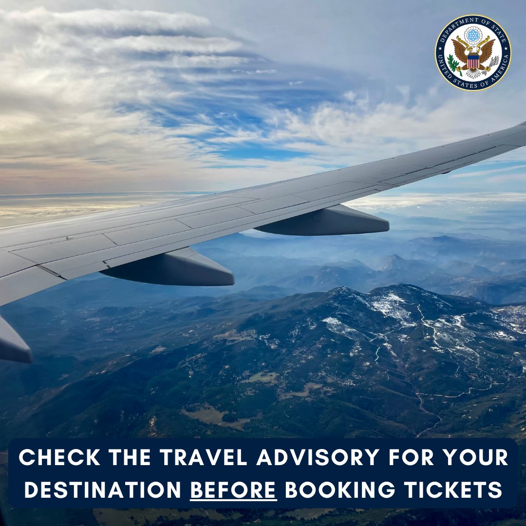 Our Travel Advisories assign a level 1-4 and identify risk indicators for each country, give safety advice, and provide clear actions U.S. citizens should take to keep themselves safe abroad. Learn more at travel.state.gov/traveladvisori…