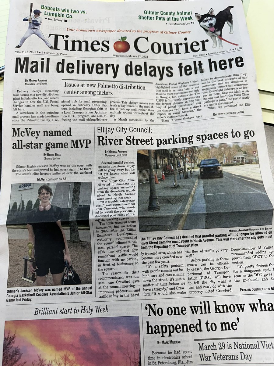 GetSusanGetSOLD's tweet photo. @jacksonmcvey_ Front page of Times Courier today, with bigger things to come in the future… @TeamCurry #Footer #7foot1 (but who’s counting?) #ESPN4Star #1RankedCenterInGA #alwaysHungry #Working4TheDream @GACACoaches @GAcoaches https://t.co/xpJT6aRcpn