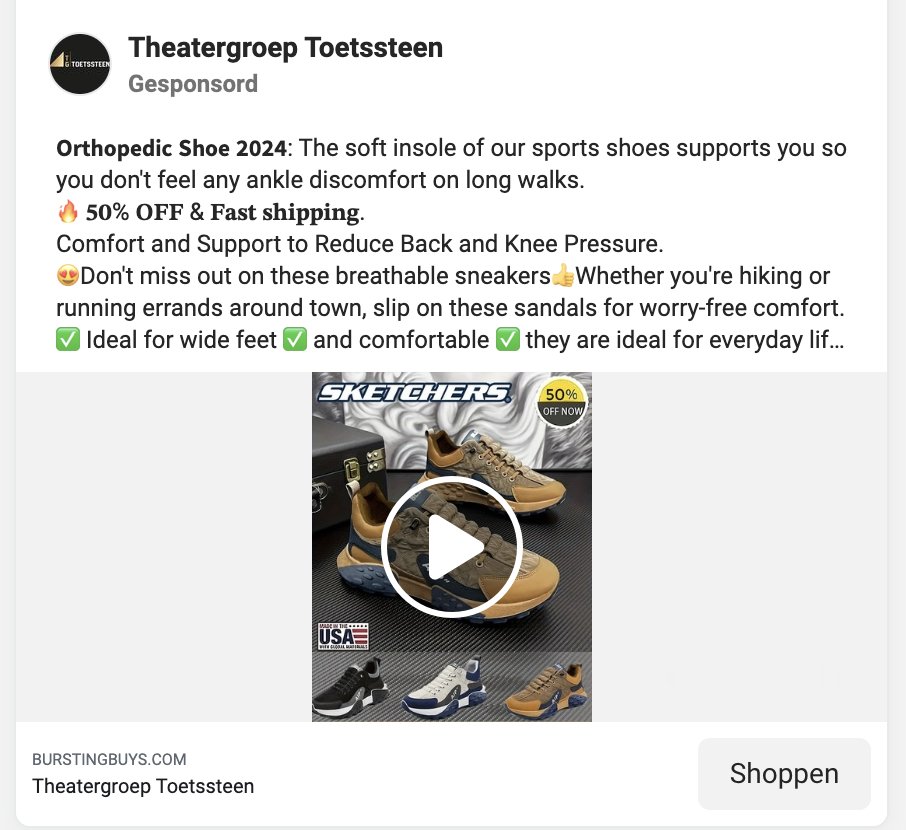 Toetssteen's tweet image. Ons facebook account is gehacked. Daardoor hebben we geen enkele controle meer over onze pagina. Er wordt onder onze naam geadverteerd  en dan kom je uit op bestirprice.com. Er is ook geld van onze rekening afgeschreven. Hulp door @facebook  of @Meta: onmogelijk.