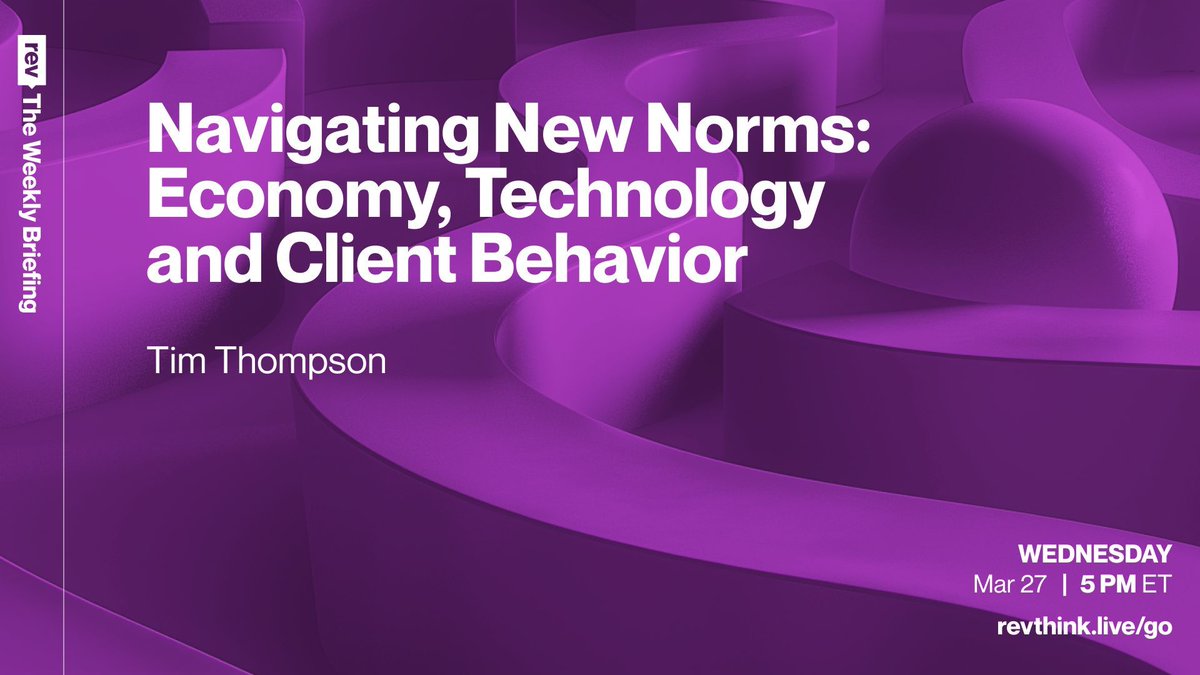 RevThink's tweet photo. In our ever-changing industry, businesses must constantly navigate new norms and technologies to stay ahead.

Join us in today’s briefing at 5 PM ET: https://t.co/VID8eBbppe

#TWB #webinar #businesssuccess #economicshift #techtrends #clientbehavior #businessstrategy #management https://t.co/byLs4NOCFq