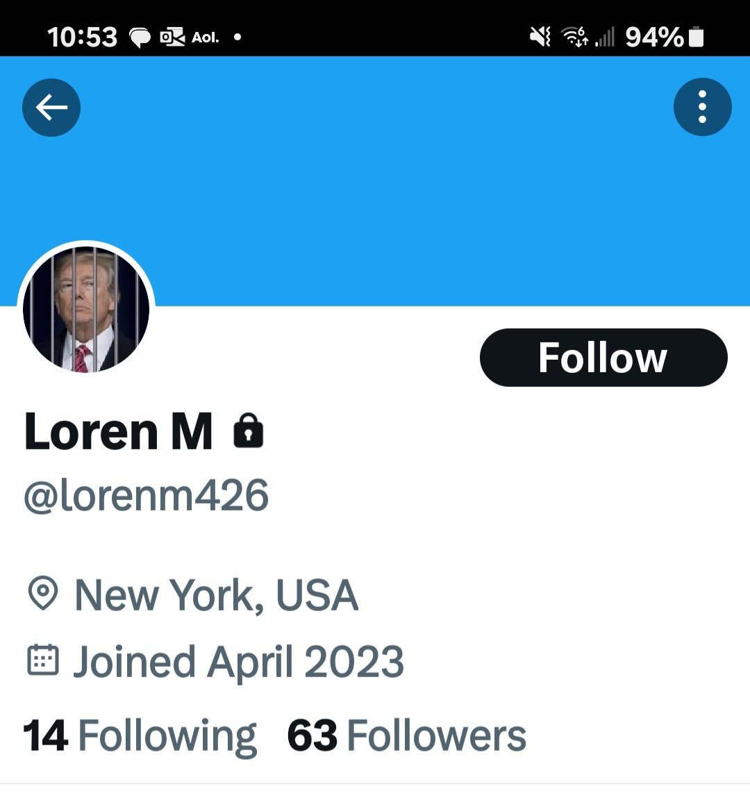 An X account belonging to Loren Merchan under the handle @LorenM426 shows her profile picture is President Trump behind bars in a jail cell. The judge in the trump case. He can't get a fair trial from this judge. This there should be disqualifying