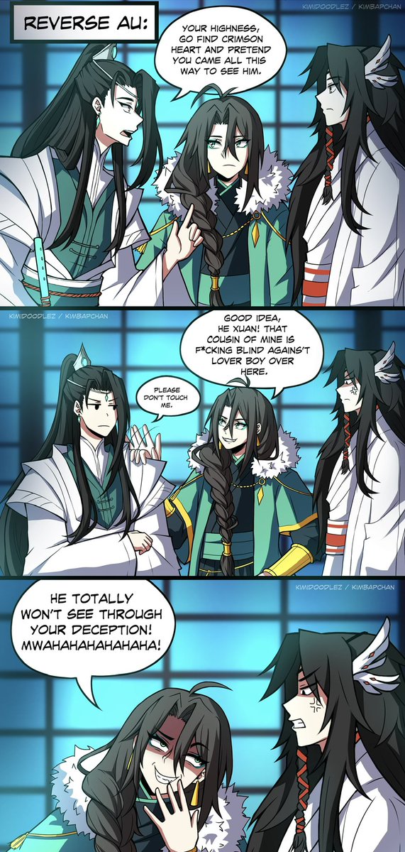kimidoodlez's tweet image. TGCF Reversed AU - Deceiving friends 🤭