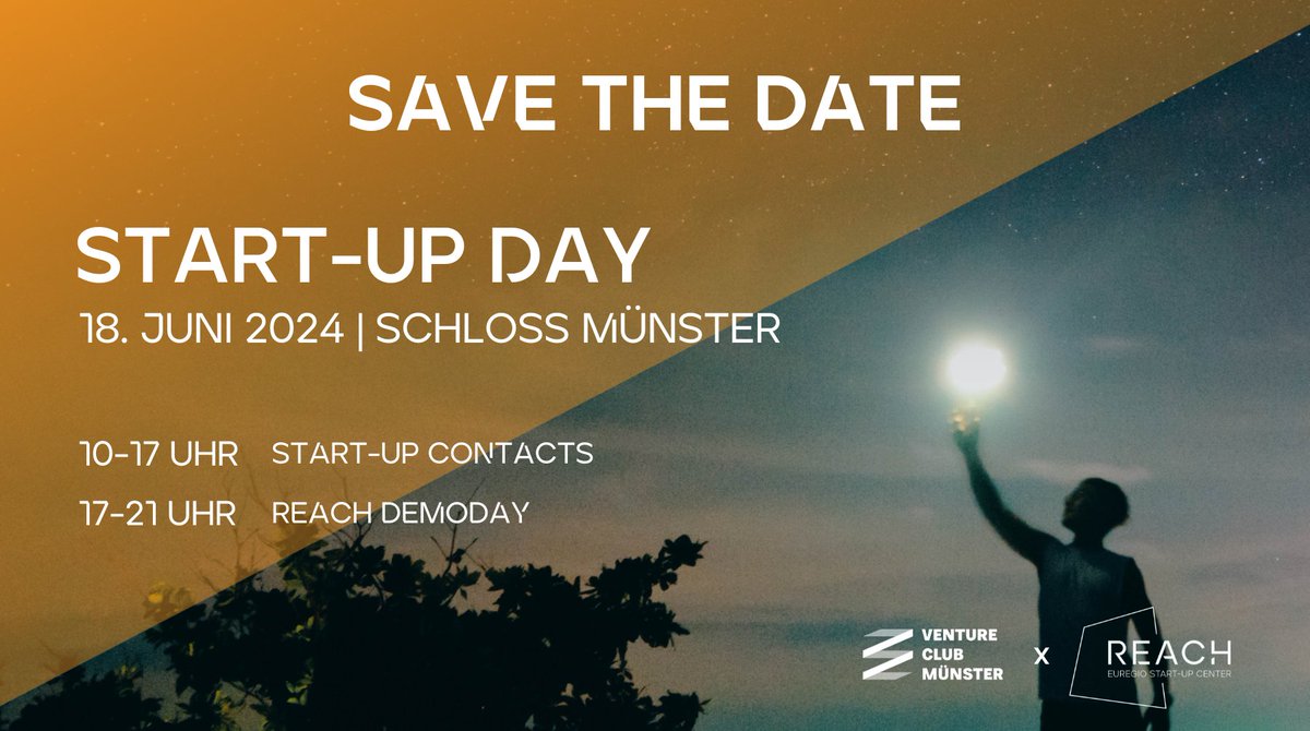 REACH - EUREGIO Start-up Center (@reach_euregio) on Twitter photo SAVE THE DATE! ✨ 🗓️ Am 18. Juni ist es wieder so weit! Nach einem erfolgreichen ersten Durchlauf im letzten Jahr geht der Start-up Day im Juni in die zweite Runde 🚀 
Mehr Infos folgen in den nächsten Wochen! 📢 SAVE THE DATE! ✨ 🗓️ Am 18. Juni ist es wieder so weit! Nach einem erfolgreichen ersten Durchlauf im letzten Jahr geht der Start-up Day im Juni in die zweite Runde 🚀 
Mehr Infos folgen in den nächsten Wochen! 📢