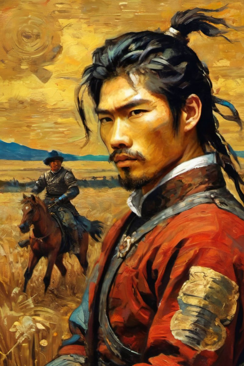GingerMainichi's tweet photo. 18/31 My horse 

I'm just in love with how these steppe dwellers fit into Van Gogh's style ❤️ https://t.co/yz892uI8IU