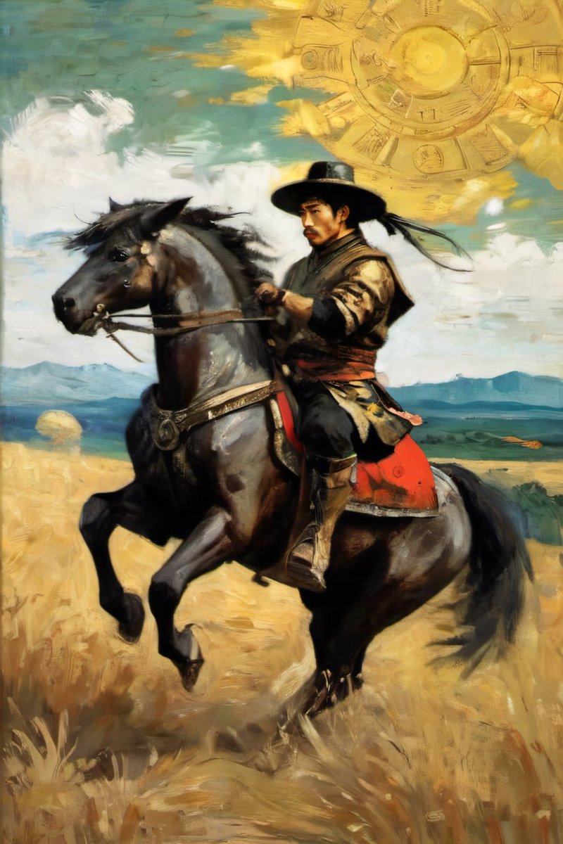 GingerMainichi's tweet photo. 18/31 My horse 

I'm just in love with how these steppe dwellers fit into Van Gogh's style ❤️ https://t.co/yz892uI8IU