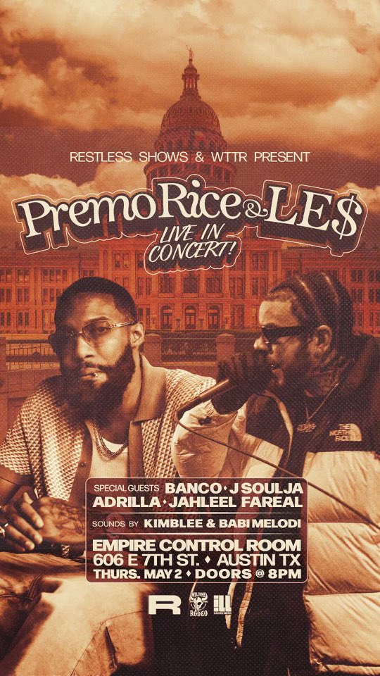 Next show May 2nd Austin, Texas