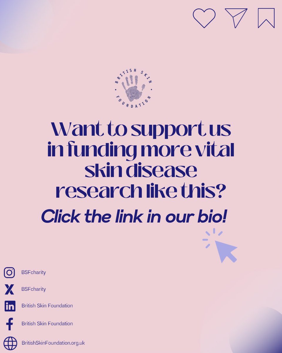 Ever wonder how your contributions make a difference? Here’s a great example of how the BSF funds research into skin conditions! To support us in funding more vital research into all types of skin disease, head over to our website: britishskinfoundation.org.uk #BritishSkinFoundation
