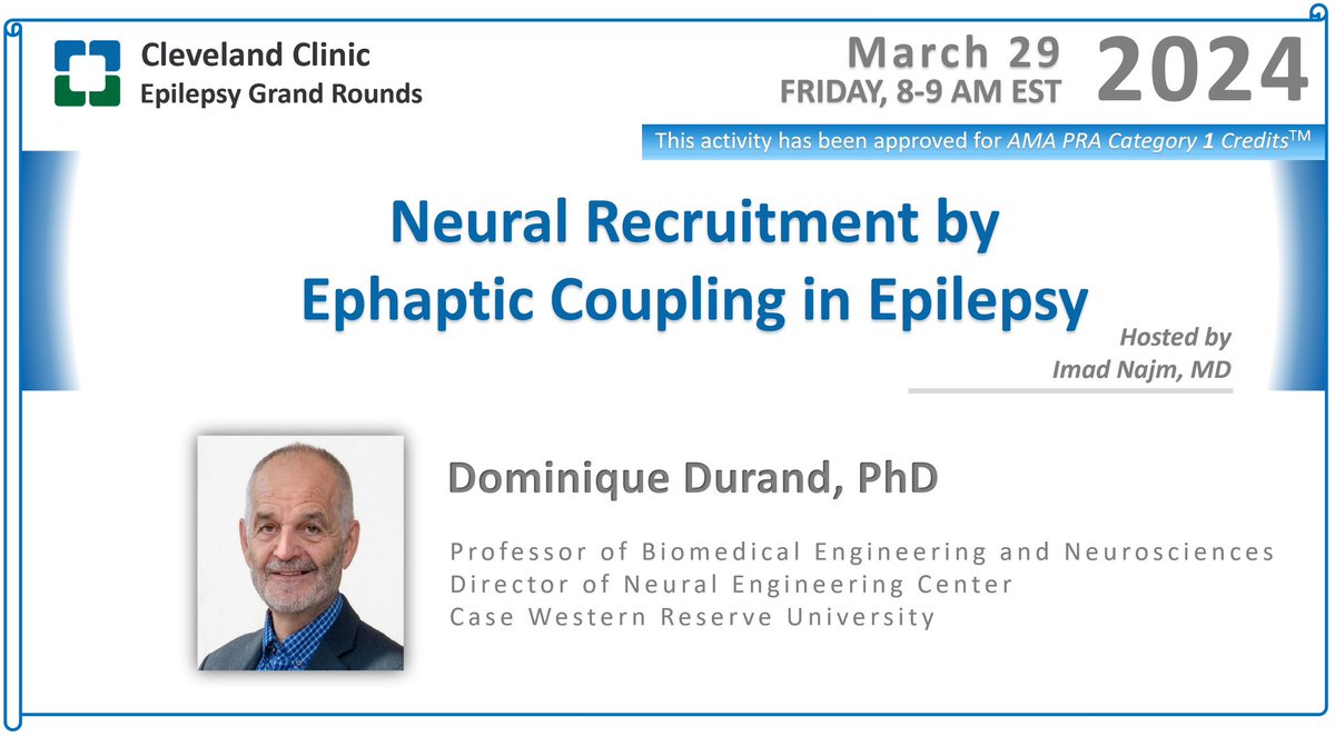 Ephaptic Coupling - a concept you need to know for the mechanistic understanding of seizure propagation. Join us to hear the best speaker on this topic, Prof Durand! Link: cmrccf.webex.com/cmrccf/j.php?M… Webinar number: 2430 813 2713   ‼️Webinar password: epilepsy