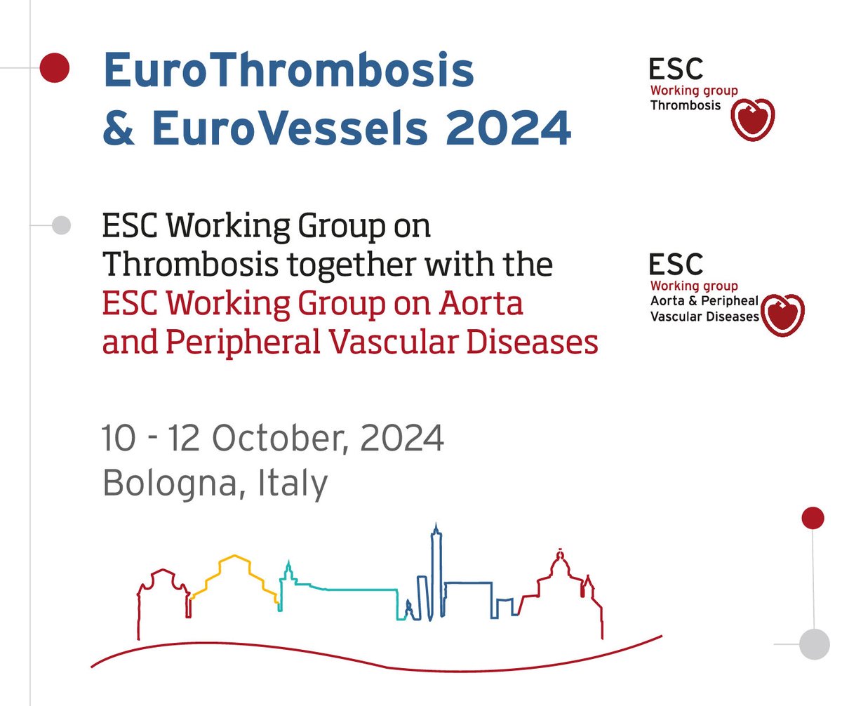 Come to Bologna in October 10th to 12th: #ETEV2024 Great joint congress of the ESC Working Group on Thrombosis and the ESC Working Group on Aorta and Peripheral Vascular Diseases👇🏻