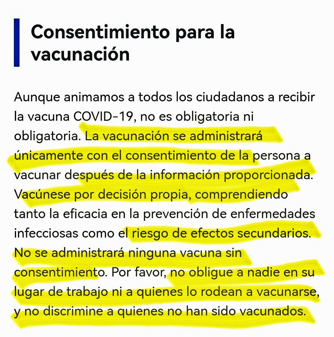 DoctoraPrego's tweet photo. Comunicado del gobierno de Japón sobre el Consentimiento Informado para las Vacunas contra el COVID-19:

"La vacunación se llevará a cabo únicamente con el consentimiento informado de cada individuo, después de proporcionar la información necesaria. Es importante que cada persona decida vacunarse por su propia voluntad, comprendiendo tanto la eficacia en la prevención de enfermedades infecciosas como los posibles efectos secundarios. No se administrará ninguna vacuna sin el consentimiento explícito del individuo. Por favor, evite presionar a sus colegas o seres queridos para que se vacunen y no discrimine a aquellos que opten por no hacerlo."

Fuente: [Enlace al comunicado del Ministerio de Salud, Trabajo y Bienestar de Japón](https://t.co/sqnTFKvHW3)

Definitivamente parece que el autor de la Noticia, que decía que que Japón prohibió la vacuna Covid, la redactó en plan sensacionalista. 
Si embargo el resto de la noticia era totalmente  cierta.
Y por su puesto que pedimos el fin  de esas campañas de vacunación.

Es preocupante que fuera de Japón no se haya  priorizado y se haya denegado el consentimiento informado para las llamadas vacunas covid.

La salud individual debe ser una decisión autónoma y bien informada, especialmente cuando se trata de intervenciones médicas que pueden tener efectos adversos graves.

La falta de transparencia y la presión para vacunarse mediante la implementación de pasaportes de covid y sanciones coercitivas, como despidos, impedimentos para poder ejercer la vida social etc.., son acciones que erosionan los derechos individuales y la libertad de elección.

Es justo y necesario  que las autoridades gubernamentales y los líderes adopten un enfoque más empático y respetuoso hacia los ciudadanos, fomentando la toma de decisiones informadas y el respeto por las elecciones personales en materia de salud. La coerción y la intimidación no son métodos éticos ni efectivos. 

Es necesario recordar que el respeto por el consentimiento informado y la libertad individual son pilares fundamentales de cualquier sociedad democrática y justa. Los ejemplos de coacción y coerción por parte de las autoridades solo perpetúan la desconfianza y la división en la sociedad, en lugar de promover la salud pública de manera genuina y sostenible.

Todo esto a menos de dos meses de que la OMS ponga sobre la mesa sus planes para que 194 estados firmen un convenio de pandemias y unas enmiendas Al Reglamento Sanitario Internacional; que perpetúan un régimen totalitario en sanidad con pasaportes sanitarios,  coerción y coacciones en el ámbito de la soberanía sobre el propio cuerpo en la propia salud.

"Stop OMS"

#ConsentimientoInformado #LibertadDeElección #DerechosIndividuales #SaludAutónoma #ÉticaMédica #TransparenciaEnSalud #RespetoPorLaDecisión #NoALaCoerción #PasaportesCovidNO
#PasaportesSanitarioNO 
 #IntimidaciónGubernamentalNO