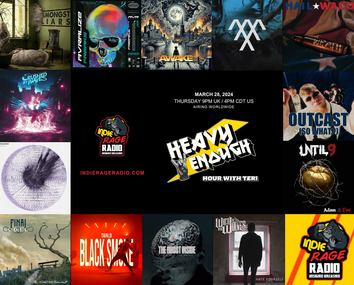 MusicMattersTee's tweet photo. Thursday 9pmUK 22hrCET 4pmCDT
Tune in to @IndieRageRadio #HeavyEnough Hour
🔊 https://t.co/fbYDNfmgnz
Listen to the new bangers from-
@dayseeker @theghostinside #Until9 @InRetrospect_UK @tarld #AzureSky @ATDBandSWE +more
Info: https://t.co/ivr7EnJbZH
#NewMusicAlert https://t.co/dokTL0o6kE