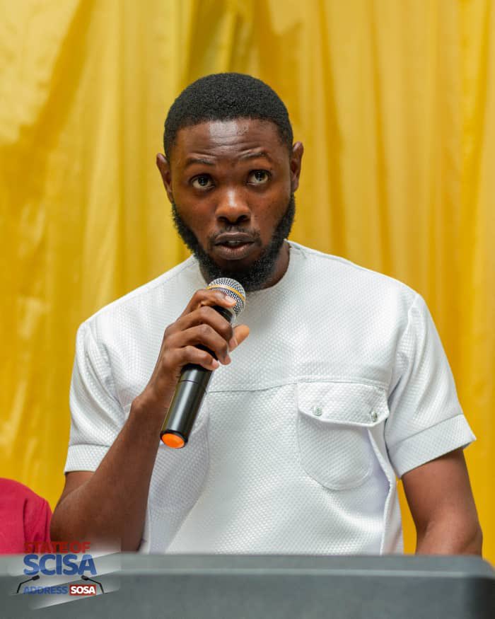 mecssaknust's tweet photo. Hon. Forster T.K Akpaglo the President of  MECSSA represented the Constituency at the State of SCISA Address 2024.Where he hammered on the state of the association.

#SOSA24/#MECSSA https://t.co/FndV0wl2PL