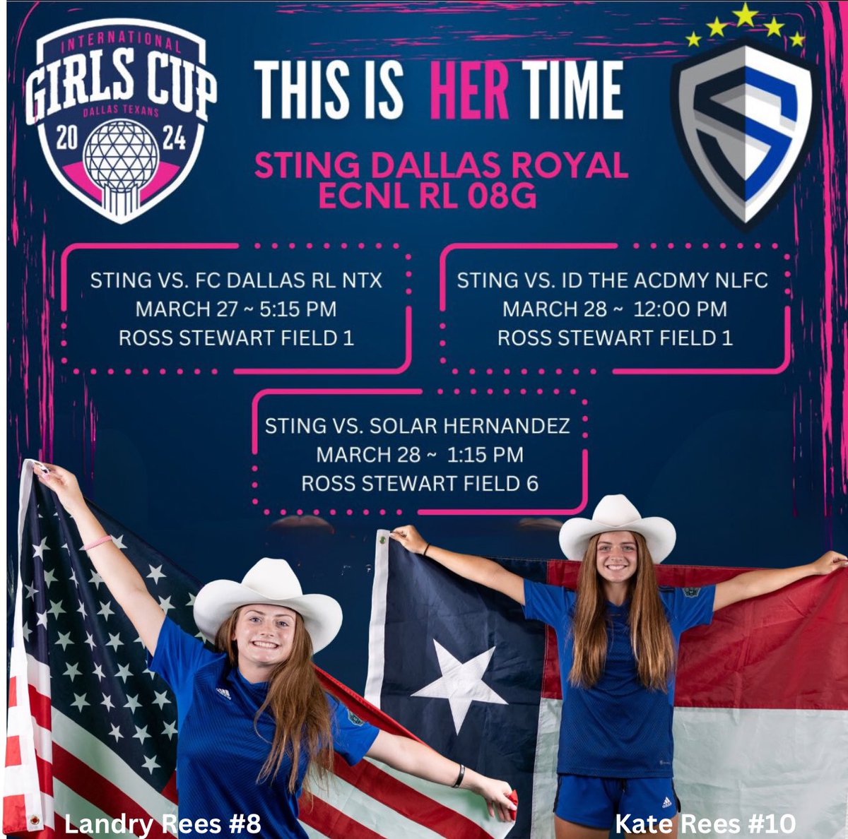 So excited to be playing at the @DallasGirlsCup this week!!! Come watch our amazing team @Royal08g !!! @NickSoutar @ImYouthSoccer @PrepSoccer @ImCollegeSoccer @PrepSoccerTX