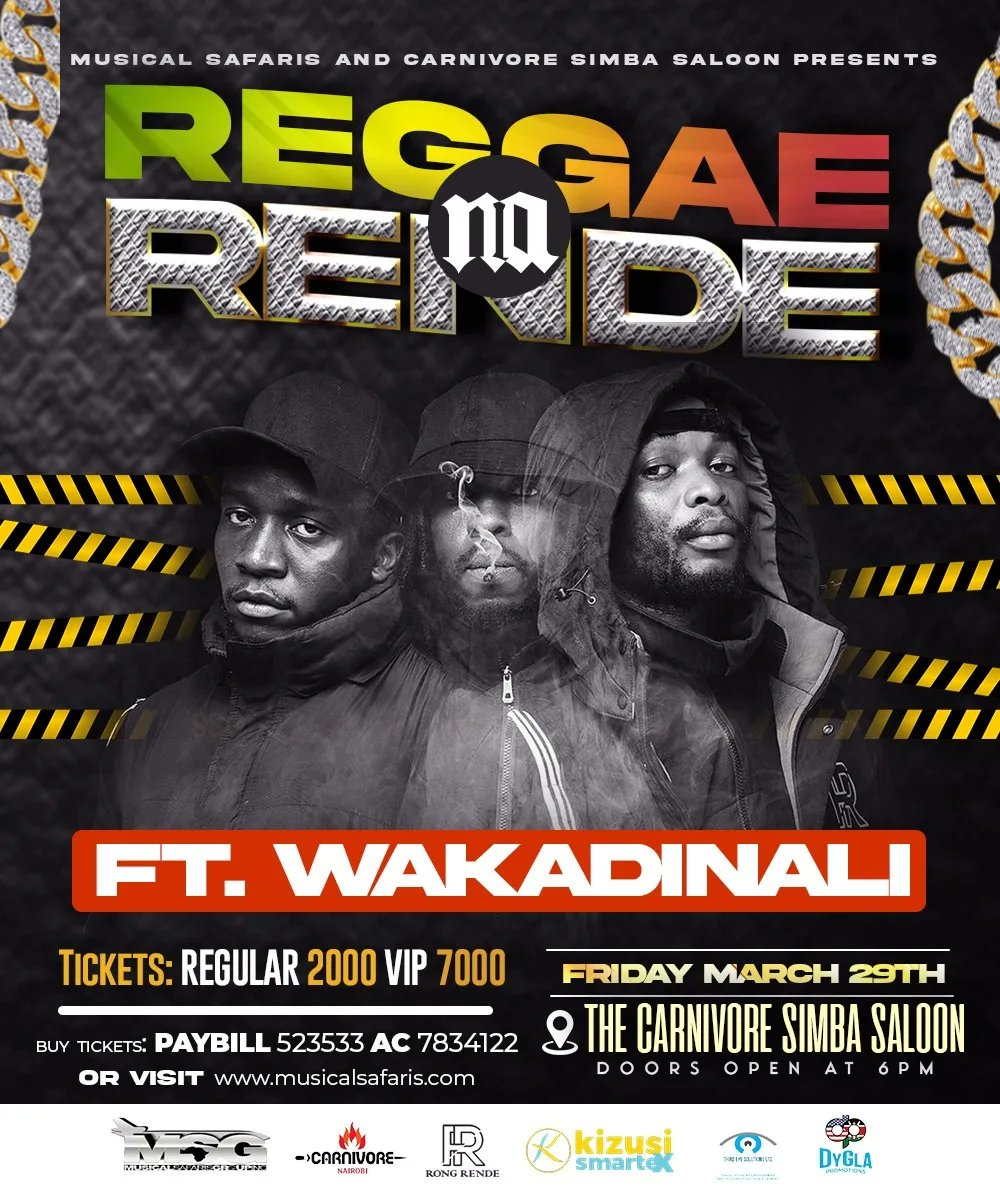 Wakadinali's tweet photo. This Friday 29th March We will be running things cool at the Reggae na Rende concert @carnivorekenya .Kama kawa unajua Dance ni Deadly!!! Tokea usichekwe!!!!
#RongRende #RongExperience @zozanationke @Wakadinali https://t.co/88X7k9Xpg9