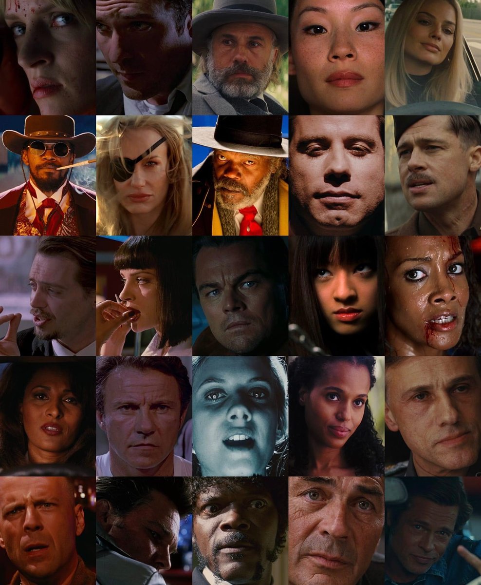 CinemaTweets1's tweet photo. Tarantino turns 61 today. Easily, without debate, he’s one of my favorite directors & writers ever. The thing that will always set Tarantino apart from so many other great directors of the modern era like Spielberg, Scorsese, Nolan, Cameron, etc. is that Tarantino writes all of his films. Consider that one person pulled up a chair, sat down, and wrote each & every character pictured below from scratch. Directing is hard enough- but imagine also writing every word you direct? Obviously, the combination of writing & directing would take a toll on anyone, which might be a huge reason Tarantino claims his next film, while just his 11th, will be his last. I’ve wondered if there’s a world where as Tarantino ages, he would be willing to just direct films that he didn’t personally write or vice versa- where Tarantino just writes & doesn’t direct (i.e True Romance). But I’ve realized I don’t want to consider that world: the Tarantino Experience always has been and will always be both his exceptional writing and outstanding directing. Tarantino’s duality as one of the best screenwriters and one of the best directors alive will always put him in a special stratosphere in Cinema history. If only it never needed to end…