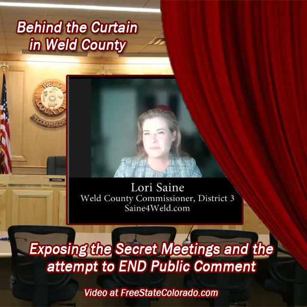 Video Interview: youtu.be/cwrkxu088Ds

Secret meetings & attempts to end public comment...

You wouldn't expect this in Weld County, but @lorisaine is fighting back!

Are the other commissioners violating sunshine laws? Are they violating the trust of the people?

#copolitcs