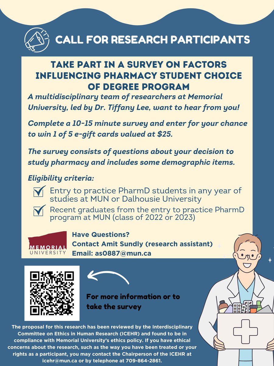 Attn entry to practice PharmD students and graduates from @schoolofpharm and @DalHealth College of Pharmacy - we are so very excited to launch this research project and look forward to hearing from you. Your voice matters, take part in this project today! @KennieNatalie @ASundly