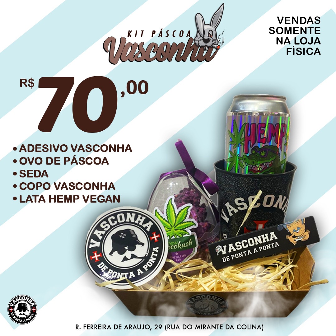 vasconhaofc's tweet photo. "De olhos vermelhos..." 🎶🐰

Cestas de Páscoa da Vasconha, já disponíveis em nossa Loja! São 3 opções pra vcs escolherem:

📍Kit 1:

1 sticker da Logo nova
1 seda
1 copo fumaça
1 lata de cerveja IPA Hemp Vegan
1 Chocokush sabor Blueberry (embalagem ovo de páscoa)

📍Kit 2:

1 sticker da Logo nova
1 seda
1 piteira de papel G
1 dichavador
1 lata de cerveja IPA Hemp Vegan
1 Chocokush sabor Strawberry (embalagem ovo de páscoa)

📍Kit 3:

1 sticker da Logo nova
1 lata de cerveja IPA Hemp Vegan
1 Chocokush sabor Blueberry (embalagem ovo de páscoa)
1 copo Mujica
1 camisa Vasconha

Esperamos vocês aqui na Rua Ferreira de Araújo, n° 29 (rua do @mirantedacolina) 👊🏼💢

SEM ELA NÃO GANHA 💢����