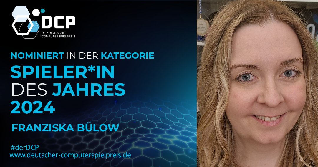 Franziska Bülow <a href="/Fr4nzissi/">Fr4nzissi</a> ist mit viel Herzblut dabei – sie ist im E-Sport, auf Twitch und im Management der Agentur PURE4U aktiv und setzt sich unter anderem für Frauen in der Branche ein.

⏰Bis 11. April könnt ihr noch abstimmen!

#derDCP