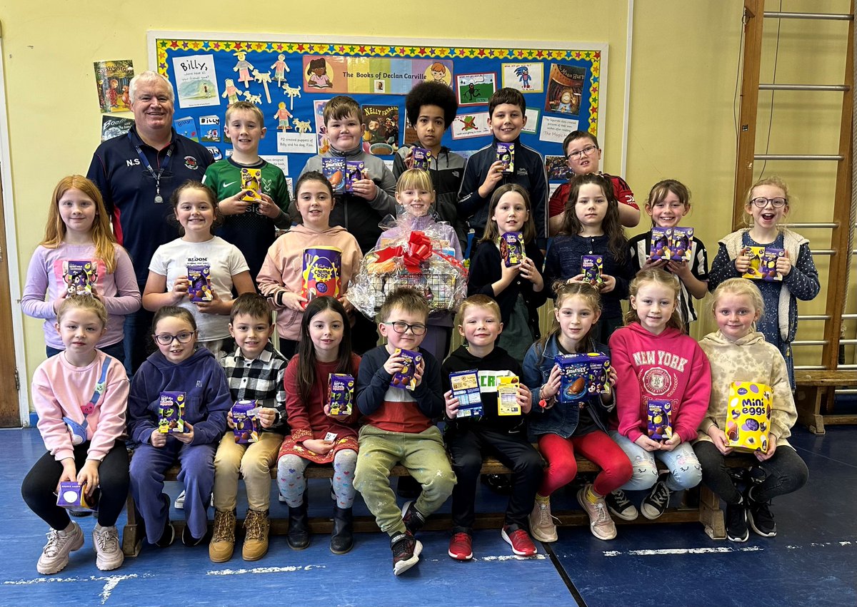 downpatrickps's tweet photo. Great eggscitement amongst pupils as we held the Easter Hamper Draw.
There was the fantastic Easter Hamper on offer – our thanks to Vicky Haslett from the PTA who put it together with a wealth of great goodies within it.

Draw raised a £113.41 for PTA Funds!
A Very Happy Easter https://t.co/MlpcsiFiLB