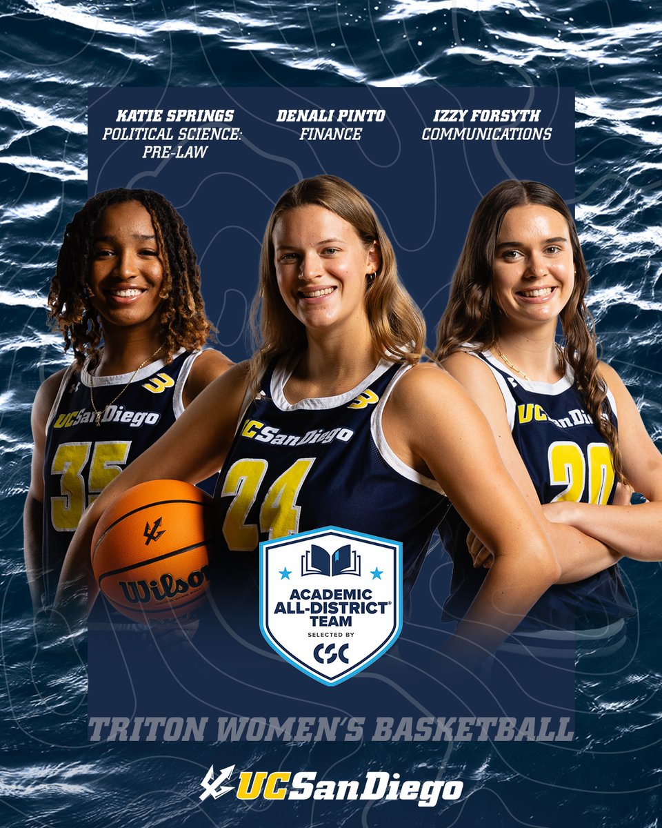 UCSDwbb's tweet photo. Congrats to Izzy, Denali and Katie on earning CSC Academic All-District honors!

🗞️ https://t.co/McivTqt6Lf

#GoTritons https://t.co/BNYe6EA50q