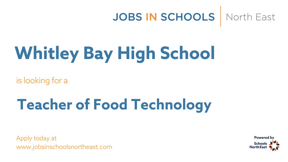 🍳@whitleybayhigh are looking for a Teacher of Food Technology to join their school. Find out More: ow.ly/bu3t50R3eGc