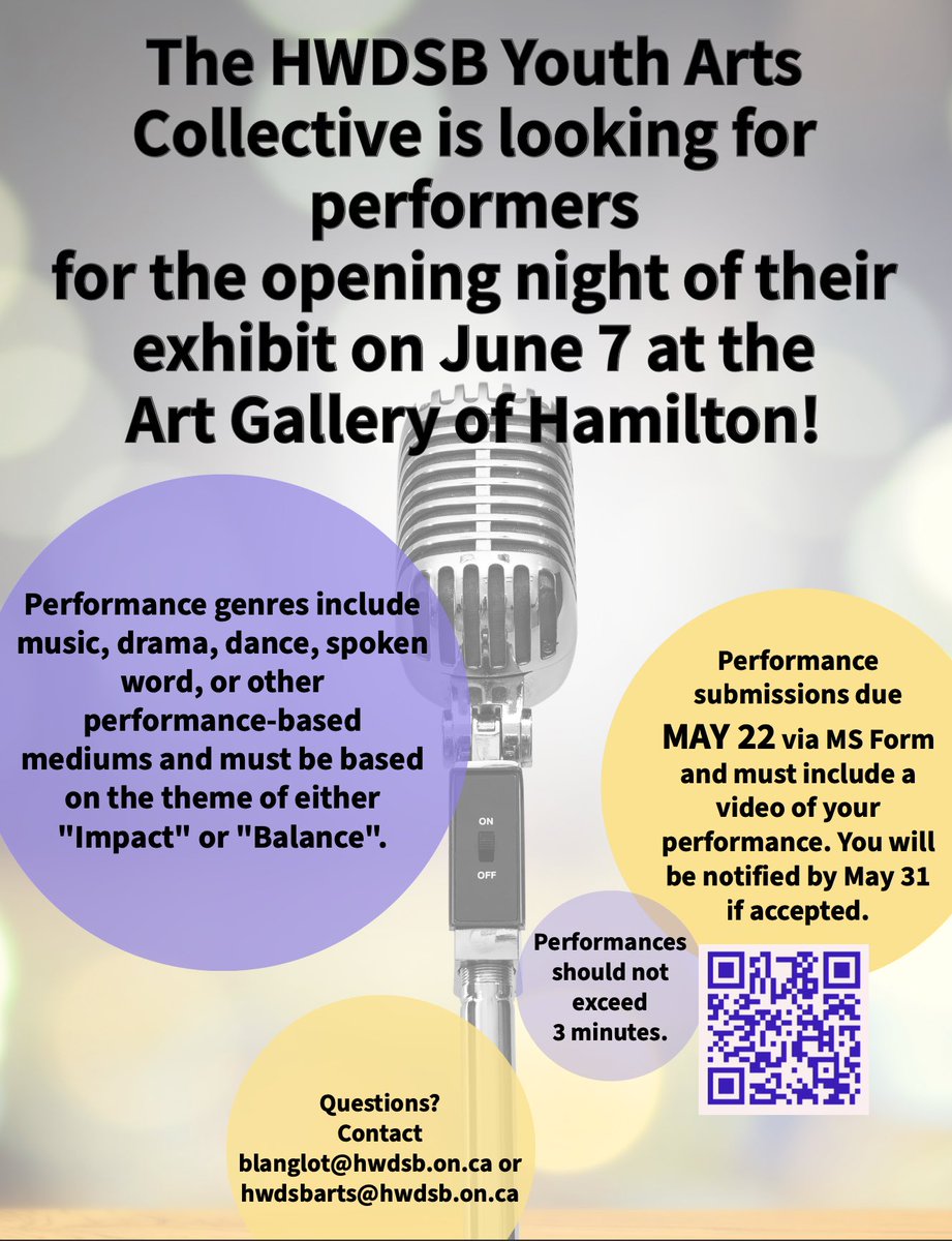 dvssarts's tweet photo. @DVSS_HWDSB are you interested in performing for our FIRST Youth Arts Collective IN PERSON gallery? Please sign up using the QR code below, we’re so excited to see some of your amazing performances!🕺🏼💃🏼🪩🎼🎸👨‍🎤🎭 @TheAGH @HWDSB https://t.co/2VXbnwT2Yu