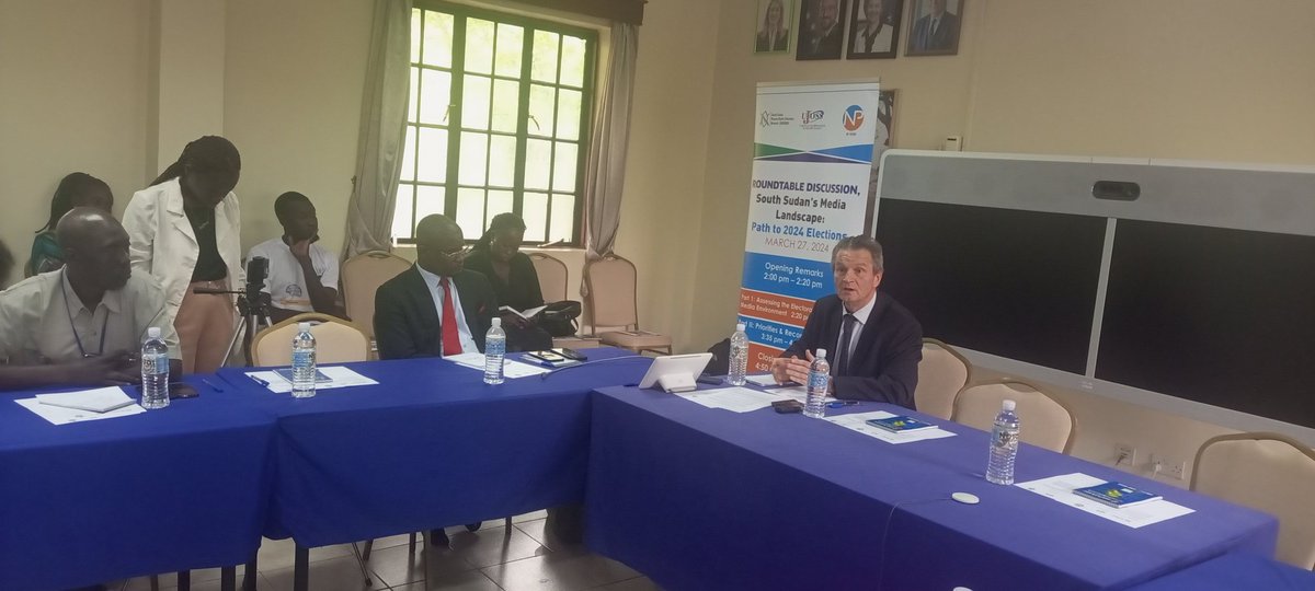 #SouthSudan we kicked a 'Round Table Discussion on South Sudan Media Landscape and Elections in European Union compound in Juba on Wednesday. Discussions revolved around how the current media landscape will affect anticipated elections in December 2024. @SSOT