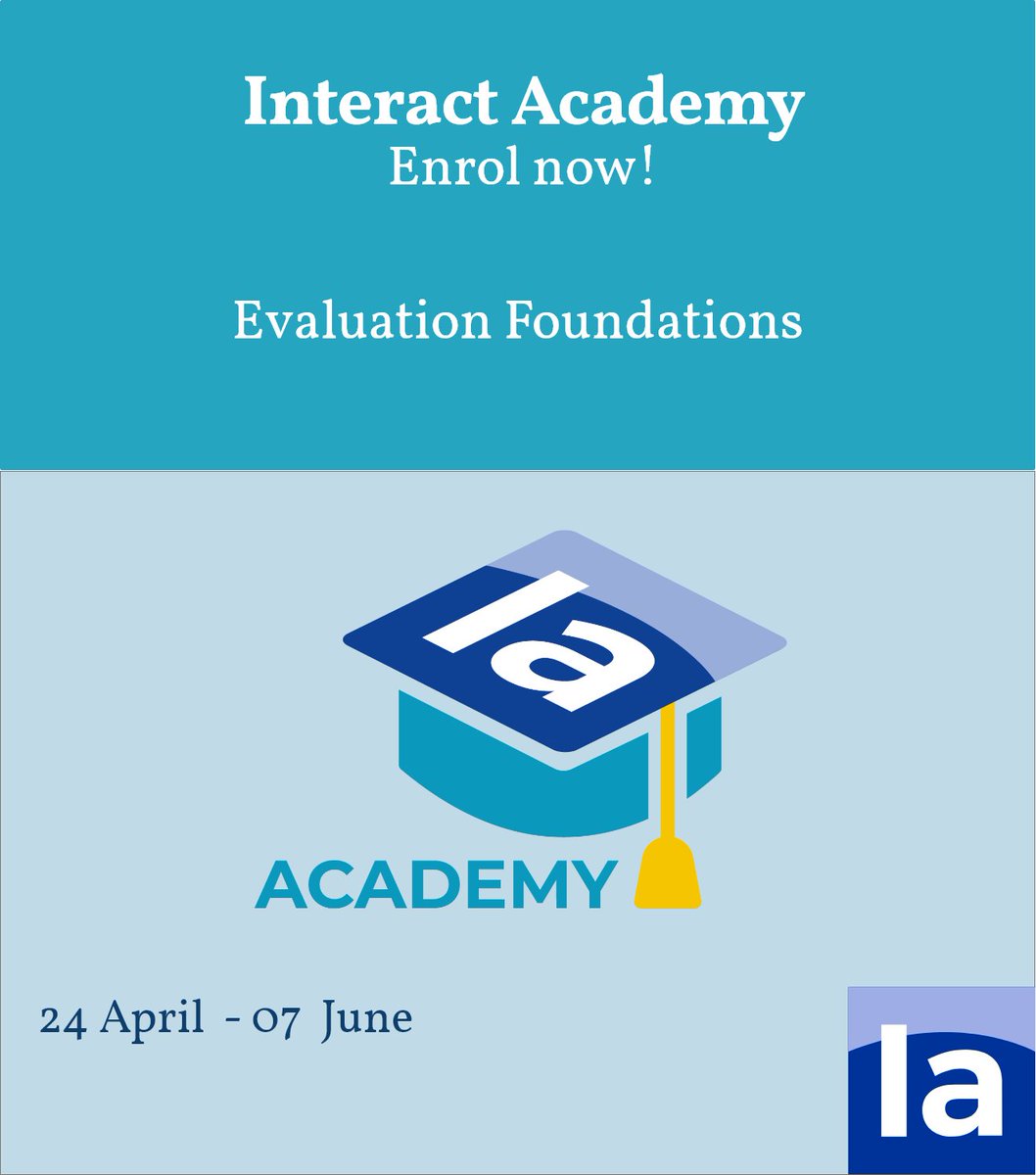 Join the second cohort of the certified training Evaluation Foundations. After this training, you are familiar with the fundamental evaluation concepts and can complete evaluation tasks in the context of the 2021-2027 programming period. Read more here: academy.interact.eu/enrol/index.ph…