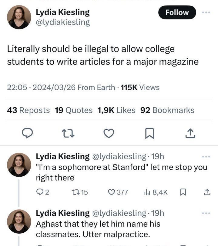 So we’re at this stage of cultural collapse already, I see. 23-year-old adults can’t be trusted with the power of language. Infantilising doesn’t even cover this hot garbage. Lydia is smooth brained.