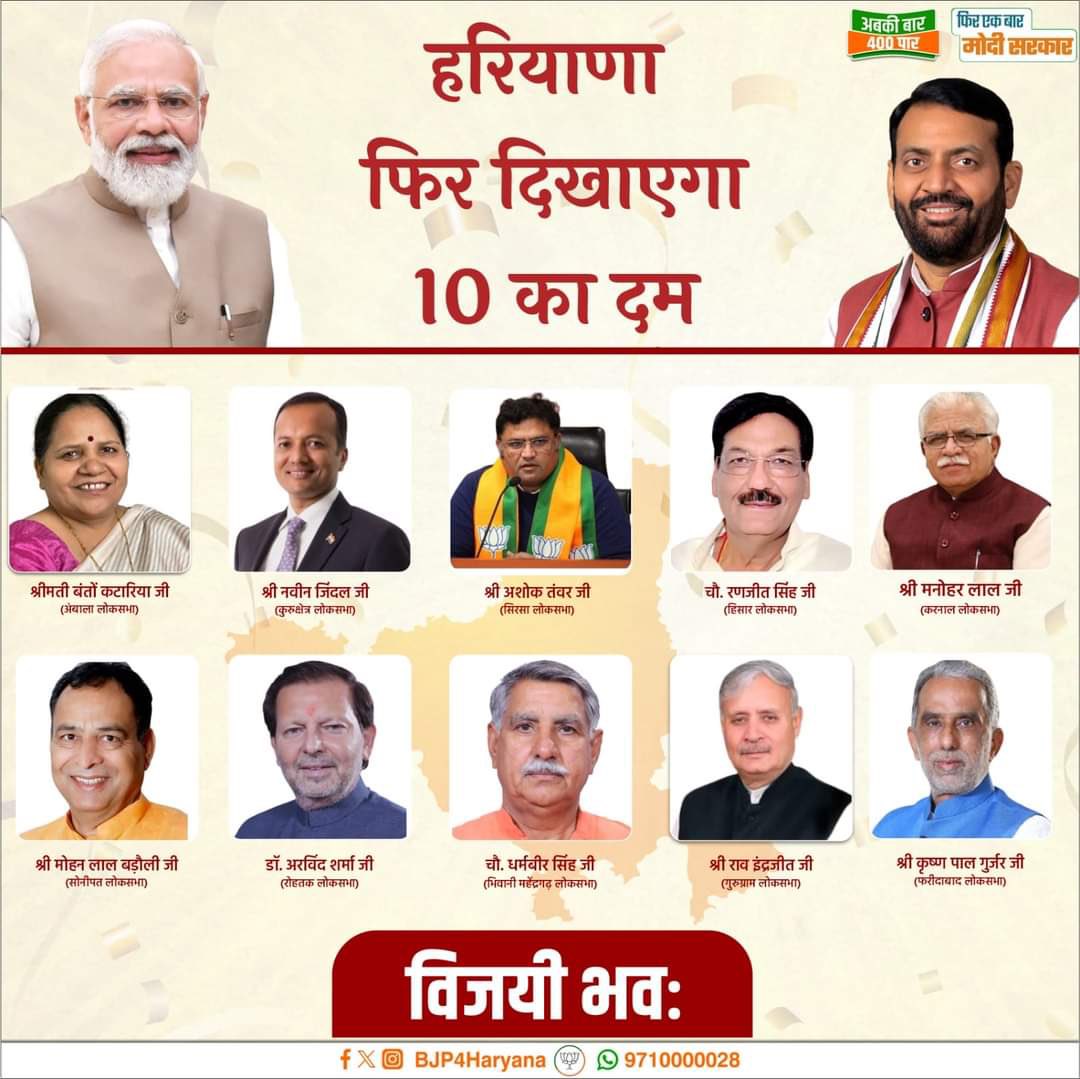 PranavShukkla's tweet photo. हरियाणा फिर दिखाएगा 10 का दम

#PhirEkBaarModiSarkar 
#ViksitBharatViksitHaryana 
#10KaDum https://t.co/GcAythsKCI