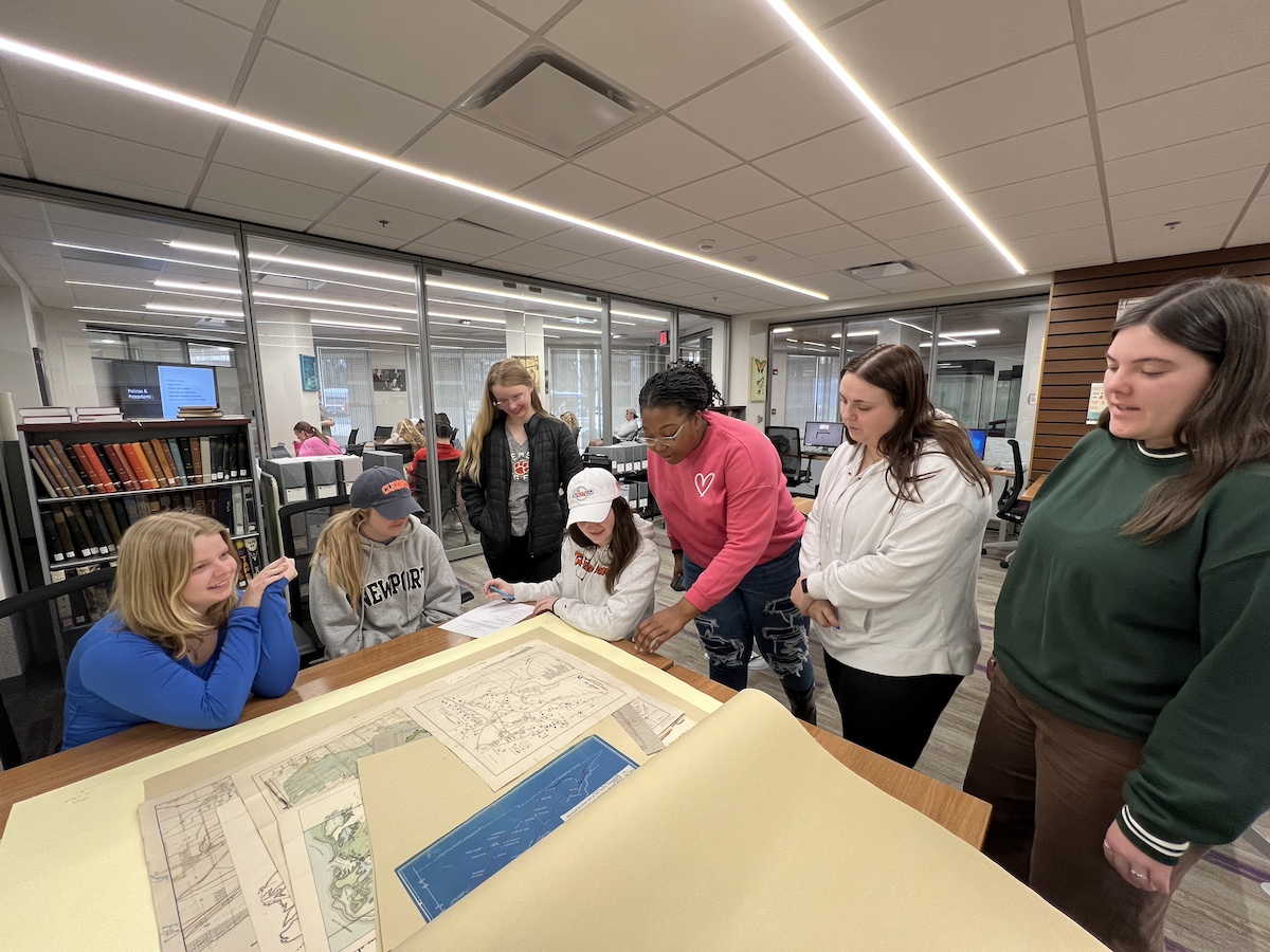 CUCemetery's tweet photo. The CI Team recently visited the campus archives again to learn about records for Clemson employees and to explore historical maps, including an atlas of campus made in 1945. @ArchivesClemson https://t.co/2UdrxueUiX
