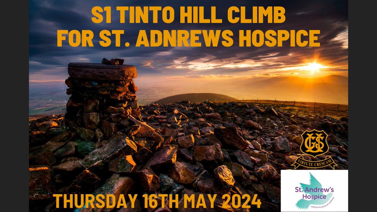 Just Giving page for our @UGSchool S1 Tinto Hill Climb for @StAndrewHospice. justgiving.com/page/ugs-17114… We are climbing on May 16th 2024 ⛰️😎 Information out via Parent Pay soon ⛰️