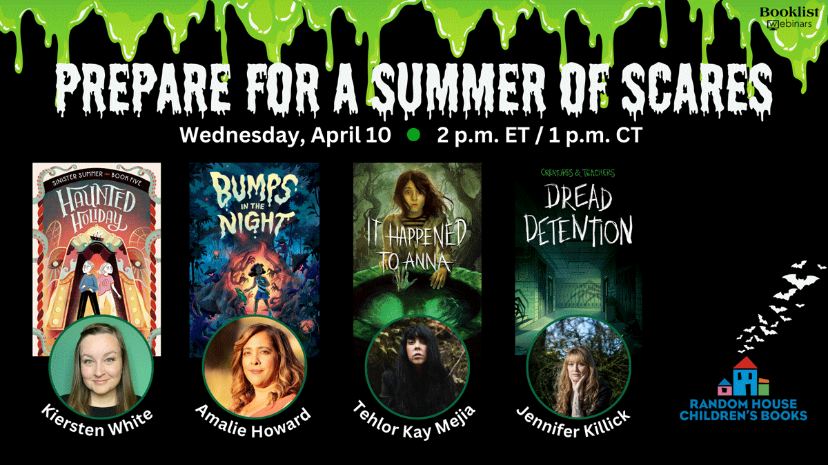 Discover spine-tingling books for MG readers during our 4/10 webinar with @RHCBEducators feat: 😱Tehlor Kay Mejia (IT HAPPENED TO ANNA) 💀@JenniferKillick (DREAD DETENTION) 🧟Kiersten White (HAUNTED HOLIDAY) 👻@AmalieHoward (BUMPS IN THE NIGHT) Register: bit.ly/4aqmkep