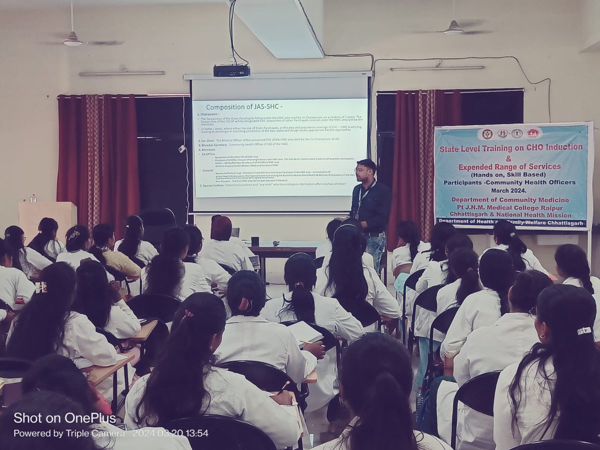NISHTHA_CPHC's tweet photo. NISHTHA supported a five-day #statelevel training on #CommunityHealthOfficer induction & #ExpandedRangeofServices at Raipur, in collaboration with state NHM. 120 CHOs from 17 districts of #Chhattisgarh equipped with essential skills to better serve their communities. https://t.co/o7gBy2Cf0V