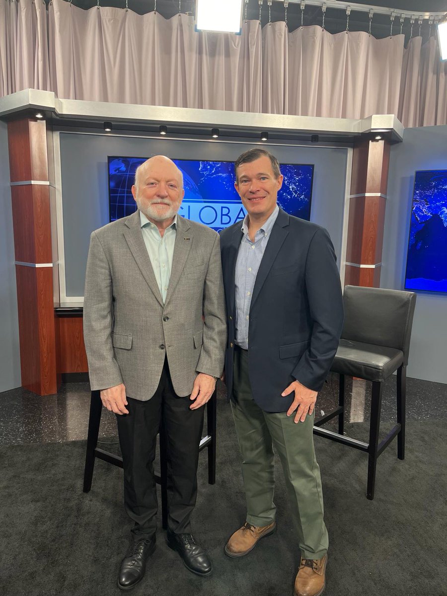 A behind the scenes photo of GPII's Executive Director @dtdumke with guest Dr. Jorge Duany, Director of the @fiucri on the set of our PBS show 'Global Perspectives.' Stay tuned for details of when the show will air!