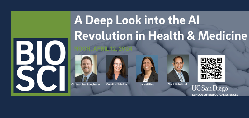 The role of artificial intelligence in health and medicine is expanding. @UCSanDiego School of Biological Sciences in invites the public to a free webinar April 12, where four leading experts will explore the new frontiers of AI and heath care. Register: go.ucsd.edu/3IwFuTh