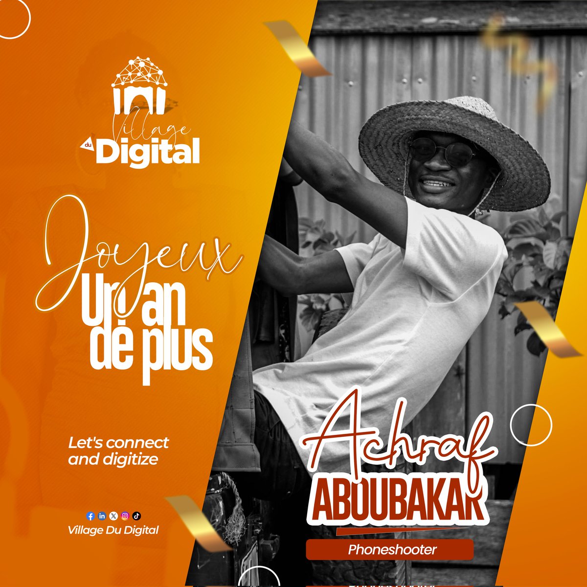 VillageduDigit's tweet photo. #VillageBirthday • Le villageois @Mr__Achraf, Phoneshooter, Créateur de contenus est à l'honneur.

🥳 À l'unisson, souhaitons lui un heureux anniversaire.

Profite bien de ta journée 🎂

#VillageDuDigital #InclusionNumerique #DigitalPourTous #VDDTour https://t.co/Tv6lLhrIsm