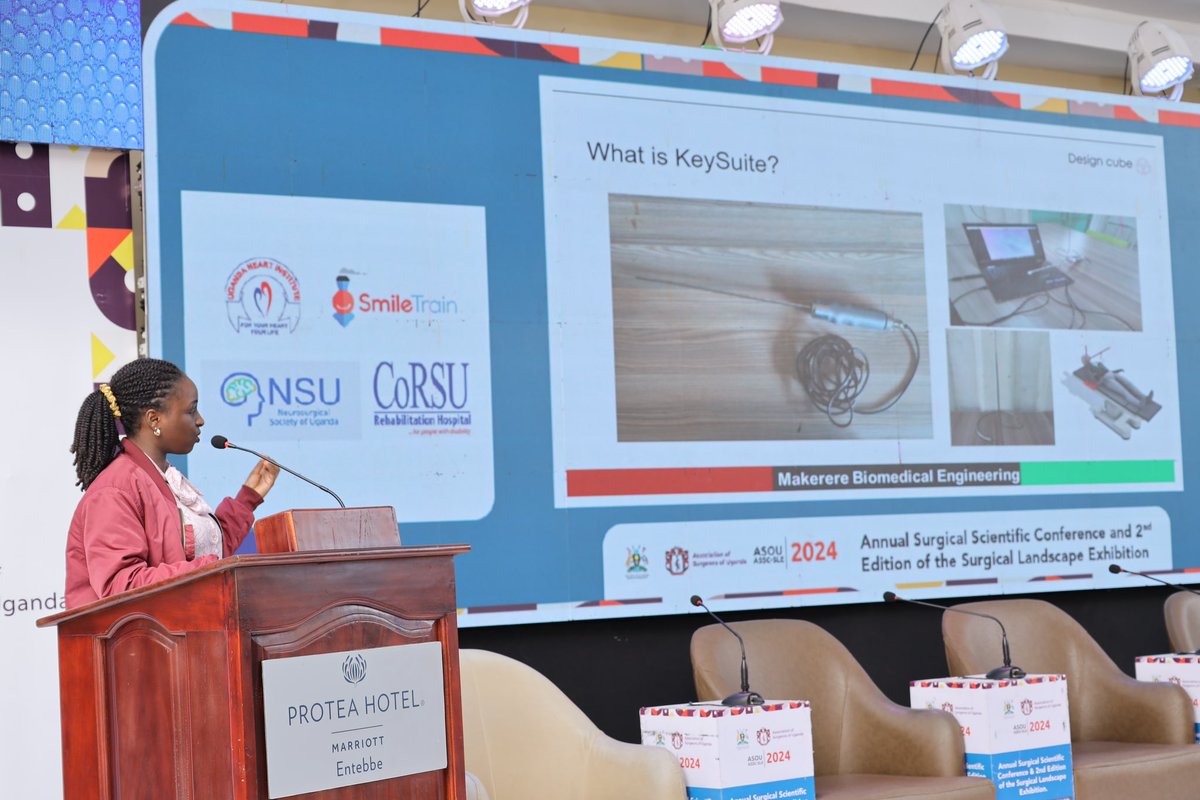 Kworekwa Paula makes a presentation on behalf of Ms. Rebecca Kaaya Nansubuga on the topic: “An Accessible Laparoscope for Surgery in Low and Middle Income Countries: Exploring options to manufacture the KeyScope in Uganda, East Africa.' #ASOUscientificConference