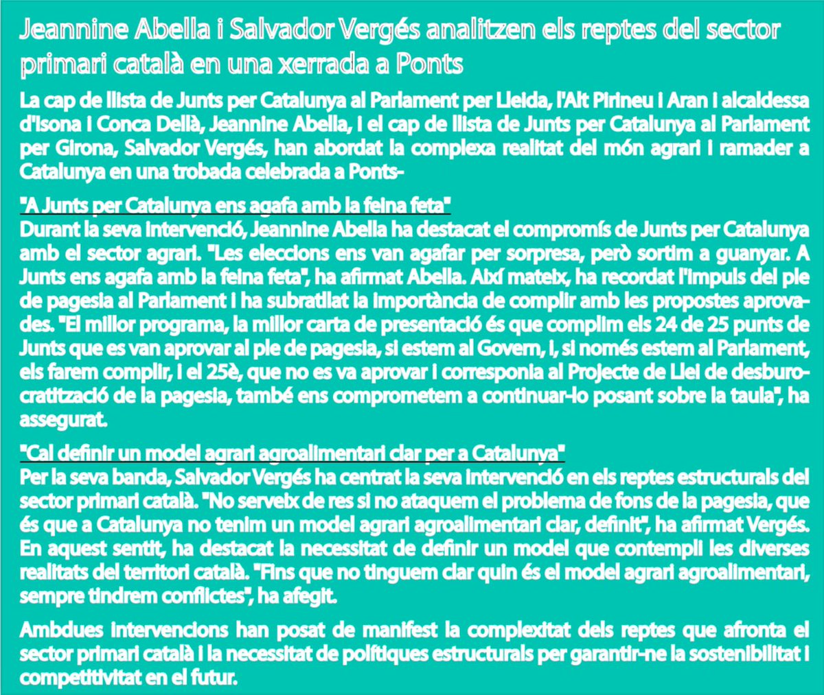 JuntsVLleida's tweet image. 👨‍🌾 @Jean_Abella i @vadorverges analitzen els reptes del #SectorPrimari català en una xerrada a #Ponts

👇