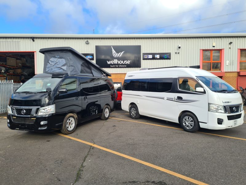 Nissan NV350 project coming along. LWB semi high top now complete and the SWB black vehicle with elevating roof and the first import with a tested, sliding seat system. Both from 2013 petrol models and ULEZ/Clean air compliant. #campervan #forsale #wednesday #trending #love