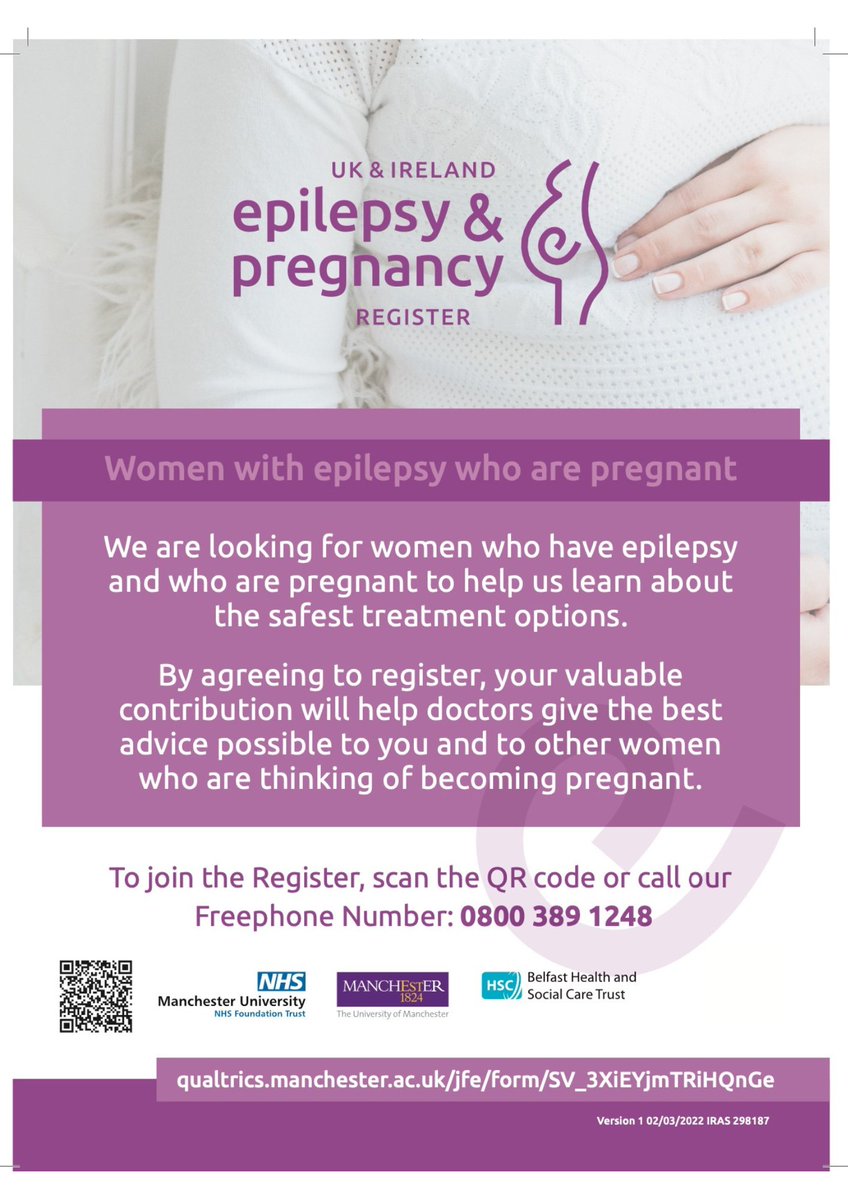 The UK Epilepsy and Pregnancy Register are looking for women who have epilepsy and who are currently pregnant to help learn about the safest treatment options. You can find out more here: qualtrics.manchester.ac.uk/jfe/form/SV_3X…