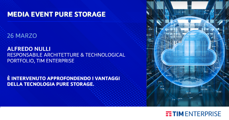TIM_Enterprise's tweet photo. Alfredo Nulli - Resp. Architetture e Technological Portfolio, TIM Enterprise - è intervenuto al Media Event Pure Storage per approfondire i vantaggi della tecnologia "Purestorage” con cui #TIMEnterprise eroga servizi di prossimità rispetto a @GoogleCloud_IT nelle Region italiane. https://t.co/UQaDIcqnRd